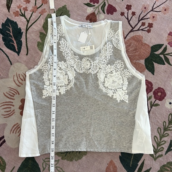 Zara Embroidered Lace Crop Top Size M - Picture 4 of 11